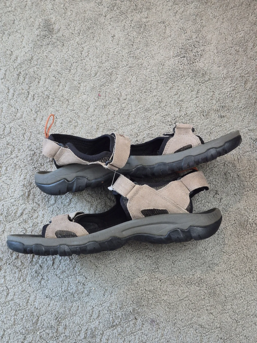 Teva Men's Adjustable Suede Sandals in Light Tan and Gray, Orangr
